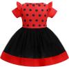 imageIDOPIP Toddler Baby Girls Birthday Dress Strawberry Cow Bee Cake Smash Party Pageant Bowknot Tutu Dress with Headband OutfitRed Ladybug