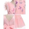 imageIDOPIP Toddler Baby Girls Butterfly Tutu Dress Ruffle Tulle Kids Princess Flower Girl Wedding Pageant Birthday Party DressesPink