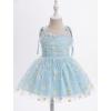 imageIDOPIP Toddler Baby Girls Strawberry Heart Tutu Dress Summer Sleeveless Smocked Backless Princess Birthday Party Dresses 16TBlue Daisy