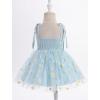 imageIDOPIP Toddler Baby Girls Strawberry Heart Tutu Dress Summer Sleeveless Smocked Backless Princess Birthday Party Dresses 16TBlue Daisy
