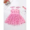 imageIDOPIP Toddler Baby Girls Strawberry Heart Tutu Dress Summer Sleeveless Smocked Backless Princess Birthday Party Dresses 16TPink Heart