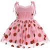 imageIDOPIP Toddler Baby Girls Strawberry Heart Tutu Dress Summer Sleeveless Smocked Backless Princess Birthday Party Dresses 16TPink Strawberry
