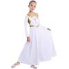 imageKids Girls Metallic Cross Praise Dance Dress Liturgical Lyrical Dancewear Color Block Long Sleeve Worship Dance Dresses