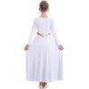 imageKids Girls Metallic Cross Praise Dance Dress Liturgical Lyrical Dancewear Color Block Long Sleeve Worship Dance Dresses