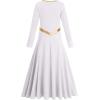 imageKids Girls Metallic Cross Praise Dance Dress Liturgical Lyrical Dancewear Color Block Long Sleeve Worship Dance Dresses