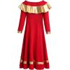 imageLittle Big Girls Ruffle Metallic Gold Color Block Praise Dance Dresses Kids Long Sleeve Liturgical Lyrical Worship Dress Loose Fit Full Length Maxi Tunic Circle Skirt Dancewear Costume Red 78Y