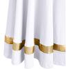imageLittle Big Girls Ruffle Metallic Gold Color Block Praise Dance Dresses Kids Long Sleeve Liturgical Lyrical Worship Dress Loose Fit Full Length Maxi Tunic Circle Skirt Dancewear Costume White 34Y