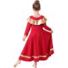 imageLittle Big Girls Ruffle Metallic Gold Color Block Praise Dance Dresses Kids Long Sleeve Liturgical Lyrical Worship Dress Loose Fit Full Length Maxi Tunic Circle Skirt Dancewear Costume Red 78Y