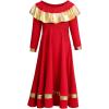 imageLittle Big Girls Ruffle Metallic Gold Color Block Praise Dance Dresses Kids Long Sleeve Liturgical Lyrical Worship Dress Loose Fit Full Length Maxi Tunic Circle Skirt Dancewear Costume Red 78Y