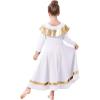 imageLittle Big Girls Ruffle Metallic Gold Color Block Praise Dance Dresses Kids Long Sleeve Liturgical Lyrical Worship Dress Loose Fit Full Length Maxi Tunic Circle Skirt Dancewear Costume White 34Y