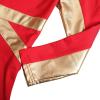imageMetallic Gold Cross Praise Dance Dress for Girls Kids Long Sleeve Bandage Color Block Liturgical Lyrical Worship Dancewear Loose Fit Full Length Ruffle Tunic Circle Skirt Ballet Costume Red 56Y