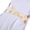 imageMetallic Gold Cross Praise Dance Dress for Girls Kids Long Sleeve Bandage Color Block Liturgical Lyrical Worship Dancewear Loose Fit Full Length Ruffle Tunic Circle Skirt Ballet Costume White 78Y