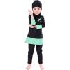 imageMuslim Swimsuit for Girls Kids 2 Pieces Modest Islamic Swimwear Burkini Full Cover Hijab Long Sleeve Heart Print Hooded Top Pants Swimming Cap Costume Conservative Beachwear Bathing Suit Black 1112Y