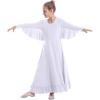 imageOwlFay Girls Angle Wings Priase Dance Dress Kids Ruffle Liturgical Lyrical Dancewear Long Sleeve Worship Dance Dress Costume