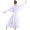 imageOwlFay Girls Angle Wings Priase Dance Dress Kids Ruffle Liturgical Lyrical Dancewear Long Sleeve Worship Dance Dress Costume