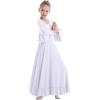 imageOwlFay Girls Angle Wings Priase Dance Dress Kids Ruffle Liturgical Lyrical Dancewear Long Sleeve Worship Dance Dress Costume