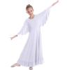 imageOwlFay Girls Angle Wings Priase Dance Dress Kids Ruffle Liturgical Lyrical Dancewear Long Sleeve Worship Dance Dress Costume
