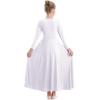 imageOwlFay Little Big Girls Metallic Gold VNeck Praise Dance Dress Loose Fit Full Length Long Sleeve Worship Robe Liturgical Church Dancewear Lyrical Tunic Skirt Kids Praisewear Costume White 34Y