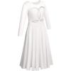 imageRhinestone Christian Cross Jesus Fish Praise Dance Dress for Girls Metallic Liturgical Lyrical Dancewear Loose Fit Full Length Long Sleeve Worship Dance Dress Costume White  Silver Fish 1314 Years