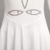 imageRhinestone Christian Cross Jesus Fish Praise Dance Dress for Girls Metallic Liturgical Lyrical Dancewear Loose Fit Full Length Long Sleeve Worship Dance Dress Costume White  Silver Fish 1314 Years