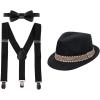 imageIDOPIP Cake Smash Outfit Boys Suspender Bow Tie Set with Birthday Hat Formal Tuxedo Suit for Kids Baby Photo Shoot CostumeBlack
