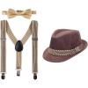 imageIDOPIP Cake Smash Outfit Boys Suspender Bow Tie Set with Birthday Hat Formal Tuxedo Suit for Kids Baby Photo Shoot CostumeCoffee