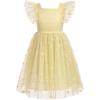 imageIDOPIP Embroidery Flower Girl Dress for Kids Baby Wedding Pageant Party Communion Dresses Backless Butterfly Birthday GownYellow Daisy