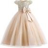 imageIDOPIP Flower Girl Sequin Lace Dresses for Wedding First Communion Dress Kids Princess Pageant Formal Party Long Maxi GownsChampagne  Cap Sleeve