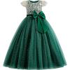 imageIDOPIP Flower Girl Sequin Lace Dresses for Wedding First Communion Dress Kids Princess Pageant Formal Party Long Maxi GownsGreen  Cap Sleeve