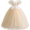 imageIDOPIP Flower Girl Sequin Laceup Bow Dress for Kid Wedding Bridesmaid Pageant Party Formal Long Gown Communion Tulle DressesChampagne