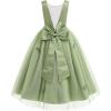 imageIDOPIP Flower Girl VBackless Bowknot Dress for Kids Wedding Formal Party Pageant Maxi Gown Princess Communion Tulle DressesGreen