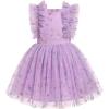 imageIDOPIP Flower Girls Sequin Butterfly Dot Tutu Dress for Kids Baby First Communion Wedding Princess Birthday Party DressesPurple Butterfly