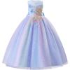 imageIDOPIP Sequin Butterfly Flower Girl Dress for Kids Wedding Pageant Party Long Gown Princess Birthday Communion Tulle DressesBlue