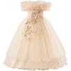 imageIDOPIP Sequin Embroidery Flower Girl Maxi Dress for Wedding Party Birthday Princess Dresses Pageant Ruffle Cold Shoulder GownChampagne