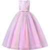 imageIDOPIP Sequin Flower Girl Lace Dress for Kids Wedding Pageant Party Formal Long Gown Princess First Communion Tulle DressesPink Gradient