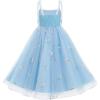 imageIDOPIP Smocked Flower Girl Dress for Wedding Toddler Kids Party Birthday Princess Dresses Pageant Sleeveless Tie Bowknot GownBlue