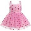 imageIDOPIP Toddler Baby Girls Strawberry Heart Tutu Dress Summer Sleeveless Smocked Backless Princess Birthday Party Dresses 16TPink Heart