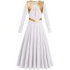 imageKids Girls Metallic Cross Praise Dance Dress Liturgical Lyrical Dancewear Color Block Long Sleeve Worship Dance Dresses