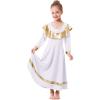 imageLittle Big Girls Ruffle Metallic Gold Color Block Praise Dance Dresses Kids Long Sleeve Liturgical Lyrical Worship Dress Loose Fit Full Length Maxi Tunic Circle Skirt Dancewear Costume White 34Y