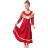 imageLittle Big Girls Ruffle Metallic Gold Color Block Praise Dance Dresses Kids Long Sleeve Liturgical Lyrical Worship Dress Loose Fit Full Length Maxi Tunic Circle Skirt Dancewear Costume Red 78Y