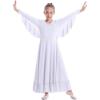 imageOwlFay Girls Angle Wings Priase Dance Dress Kids Ruffle Liturgical Lyrical Dancewear Long Sleeve Worship Dance Dress Costume
