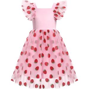 imageIDOPIP Embroidery Flower Girl Dress for Kids Baby Wedding Pageant Party Communion Dresses Backless Butterfly Birthday GownPink Strawberry