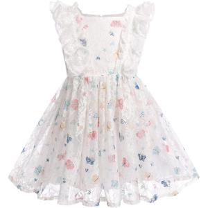 imageIDOPIP Flower Girls Sequin Butterfly Dot Tutu Dress for Kids Baby First Communion Wedding Princess Birthday Party DressesWhite Butterfly  Kids Dress
