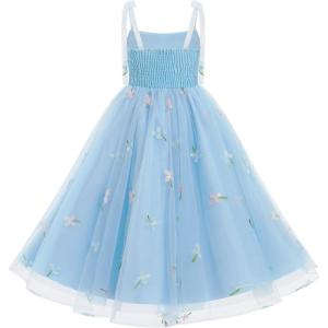 imageIDOPIP Smocked Flower Girl Dress for Wedding Toddler Kids Party Birthday Princess Dresses Pageant Sleeveless Tie Bowknot GownBlue