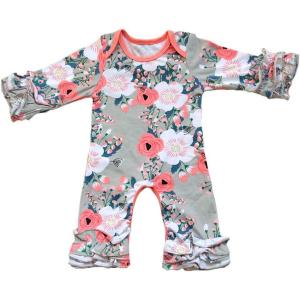 imageToddler Baby Girl Icing Ruffle Jumpsuit Pants Long Sleeve Romper Birthday OutfitGray Floral