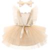 imageIDOPIP Baby Girls Sequin Strawberry Cherry Tutu Dress Summer Backless Lace Princess Birthday Party Dress with Headband OutfitApricot Flower