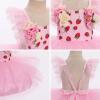 imageIDOPIP Baby Girls Sequin Strawberry Cherry Tutu Dress Summer Backless Lace Princess Birthday Party Dress with Headband OutfitPink Strawberry Flower