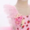 imageIDOPIP Baby Girls Sequin Strawberry Cherry Tutu Dress Summer Backless Lace Princess Birthday Party Dress with Headband OutfitPink Strawberry Flower