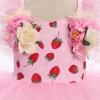 imageIDOPIP Baby Girls Sequin Strawberry Cherry Tutu Dress Summer Backless Lace Princess Birthday Party Dress with Headband OutfitPink Strawberry Flower