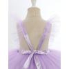 imageIDOPIP Baby Girls Sequin Strawberry Cherry Tutu Dress Summer Backless Lace Princess Birthday Party Dress with Headband OutfitPurple Flower